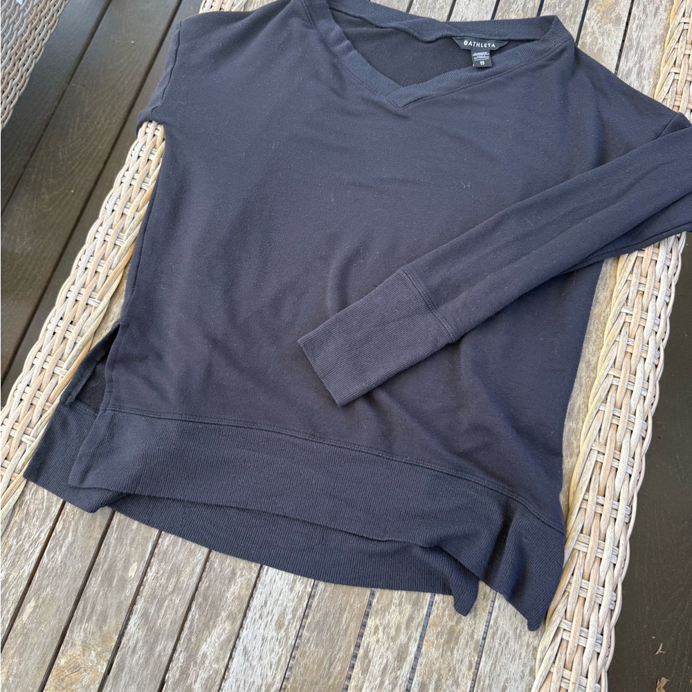 Athleta Black V-Neck Coastal Luxe Sweatshirt